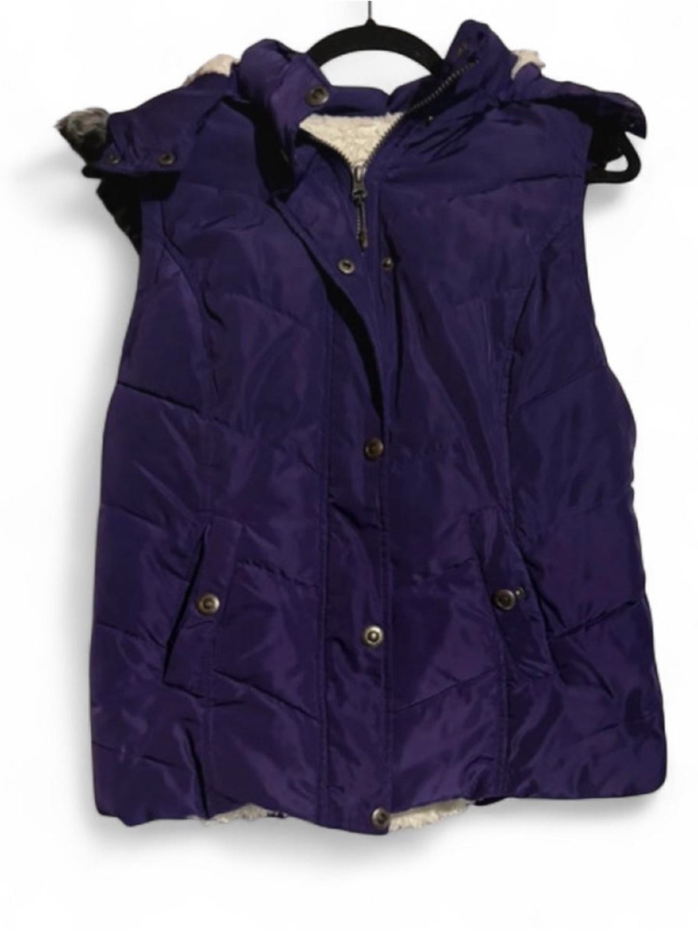 Green Tea Gorpcore Purple Sherpa Lined Puffer Vest L